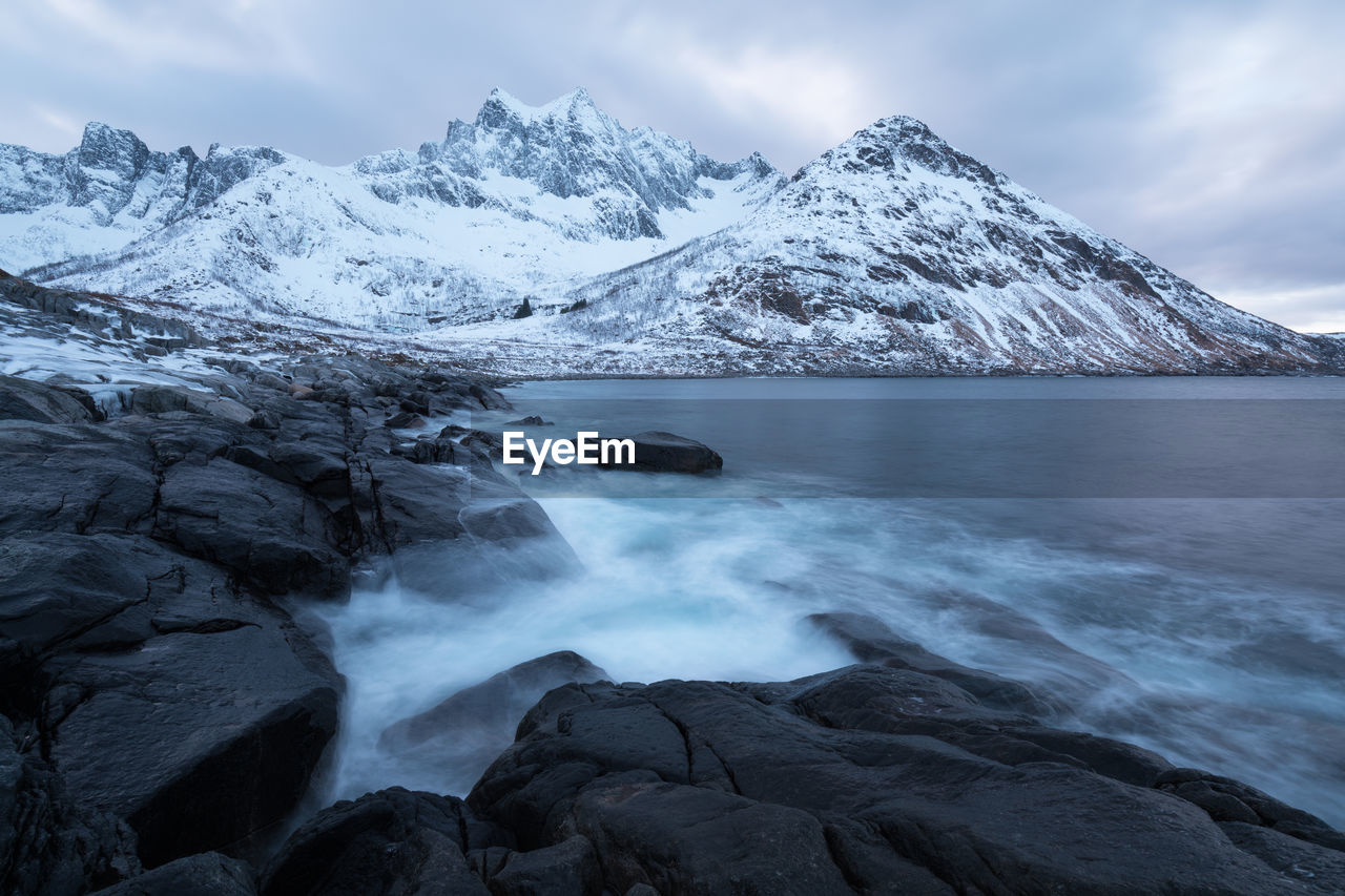 SCENIC VIEW OF SNOWCAPPED MOUNTAIN AGAINST SKY DURING WINTER