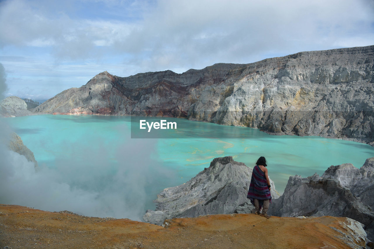 A man on ijen crater