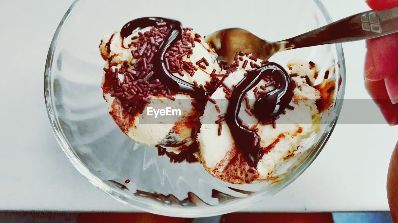 Close-up of ice cream in bowl