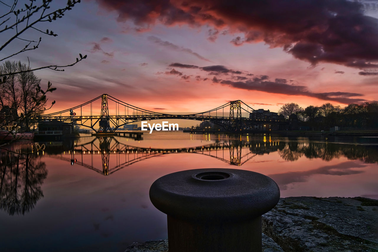 Winter sunrise of a bridge in wilhelmshaven germany - kaiser wilhelm brücke 