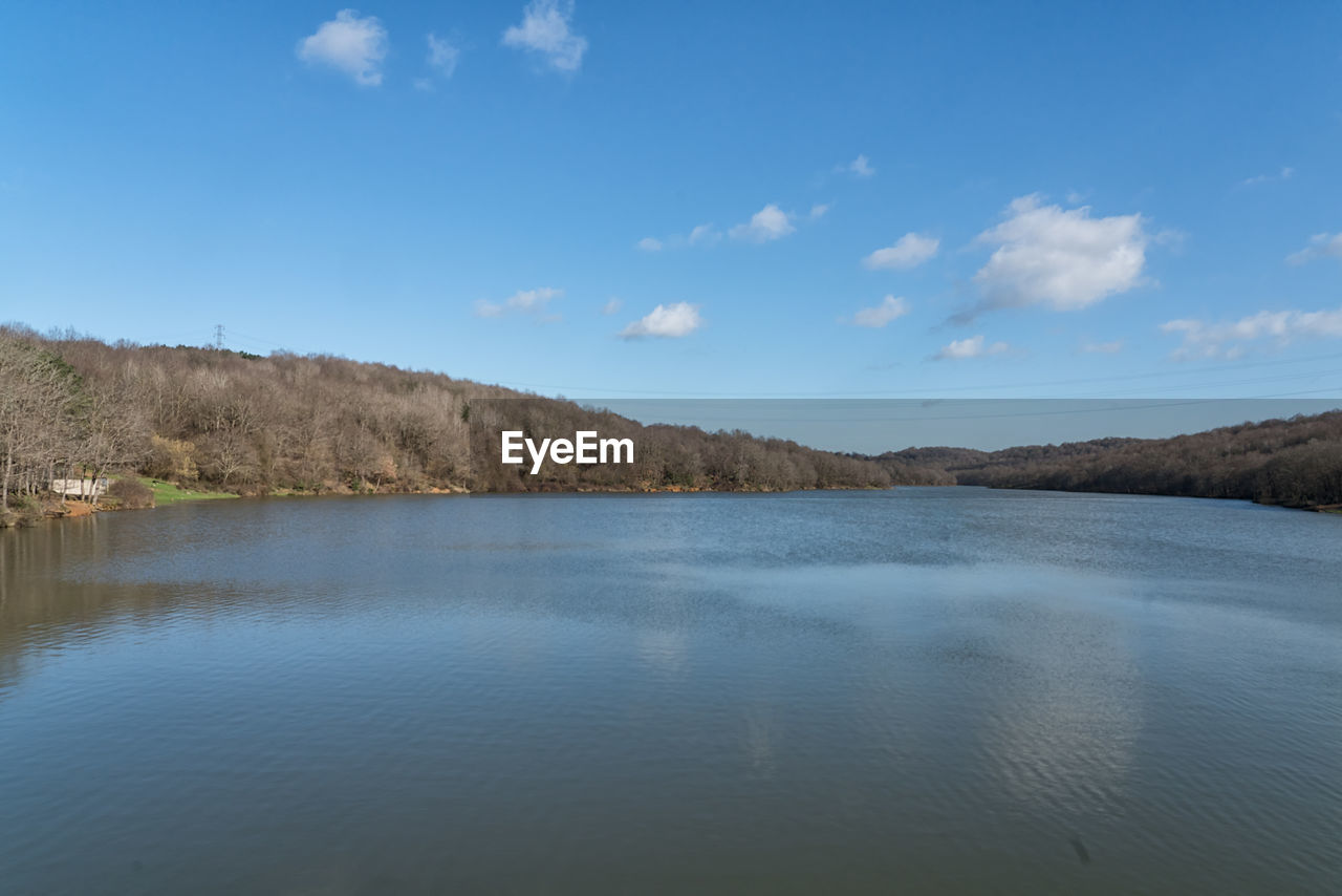 SCENIC VIEW OF LAKE BY MOUNTAINS AGAINST SKY