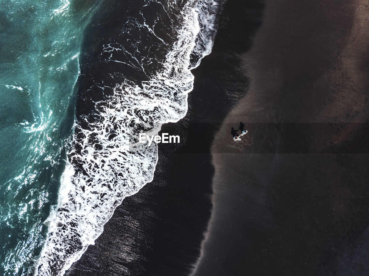 Aerial view of people on beach