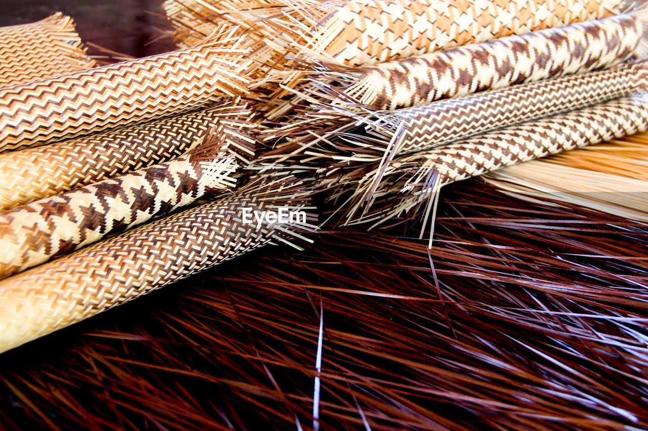 Close-up of woven mats