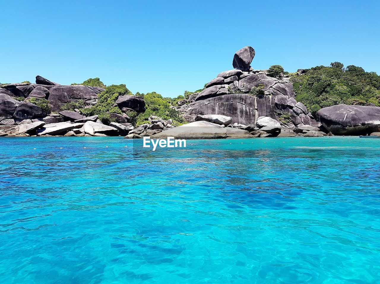 SCENIC VIEW OF BLUE SEA AGAINST CLEAR SKY