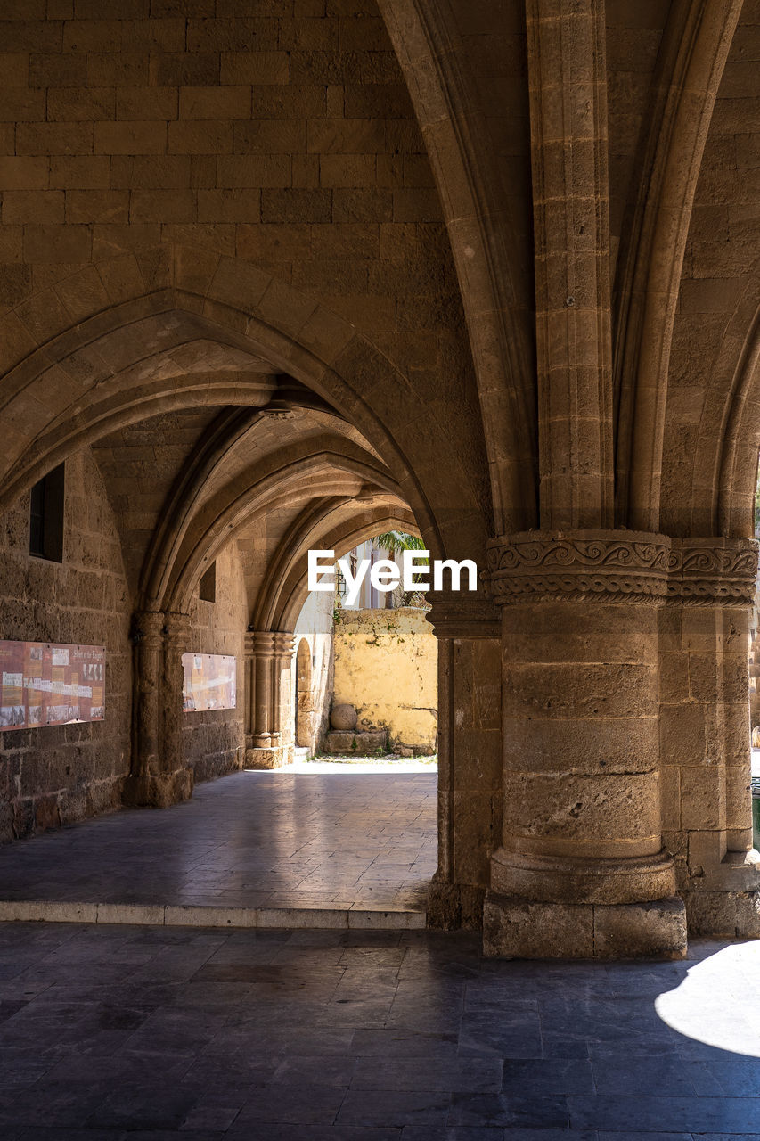 Columns and arches of loggia of st. john at street of the knights of rhodes