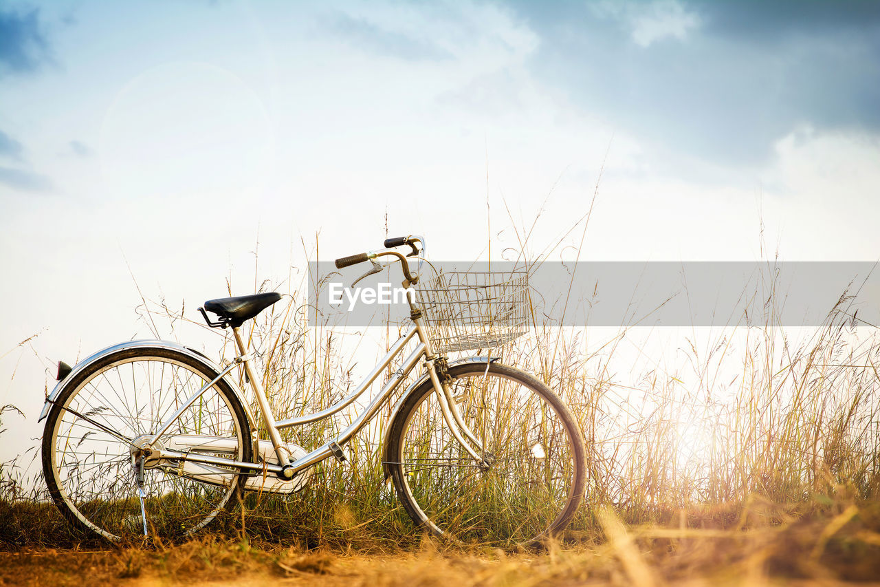 VIEW OF BICYCLE ON FIELD