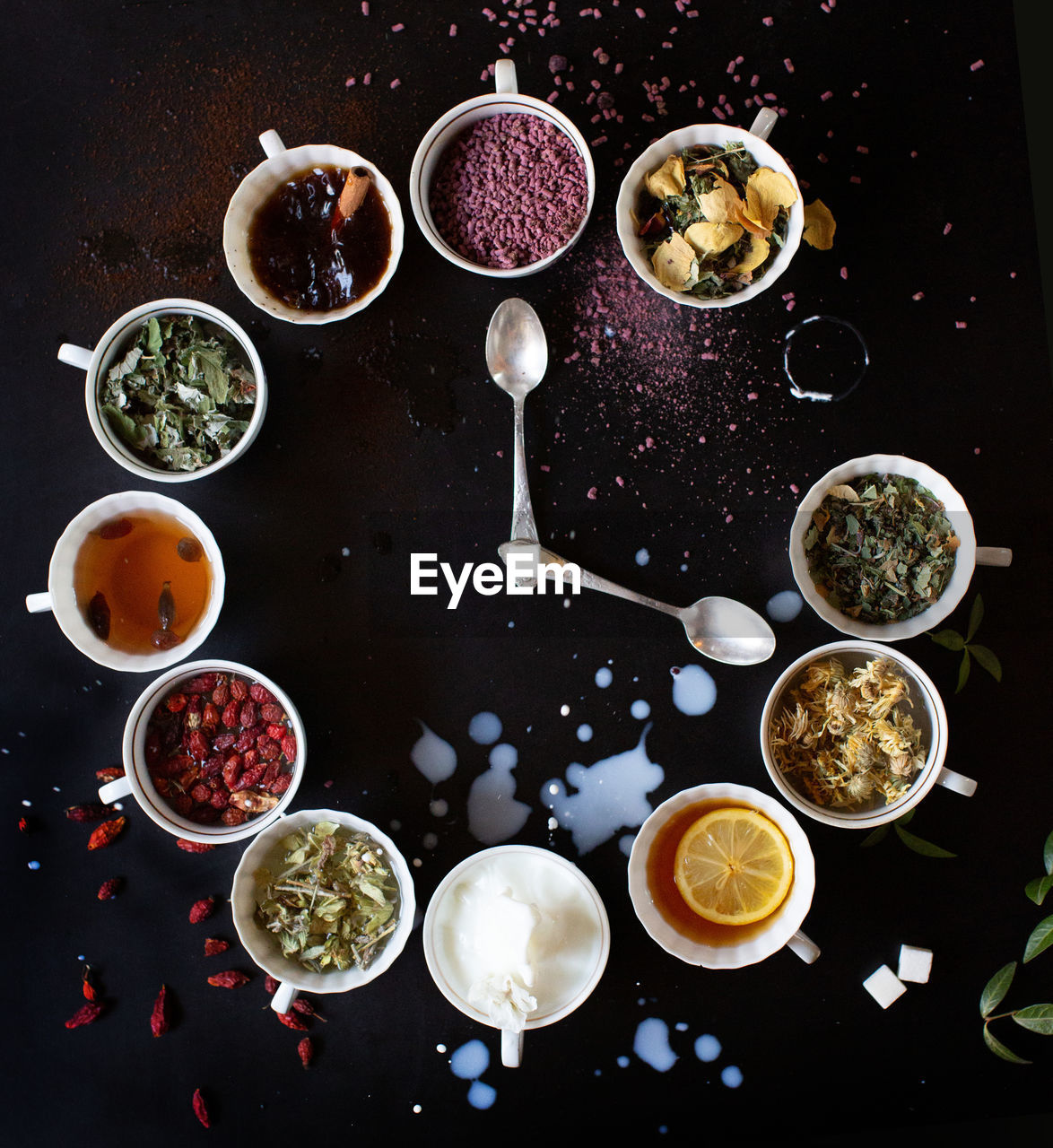 High angle view of spices on table