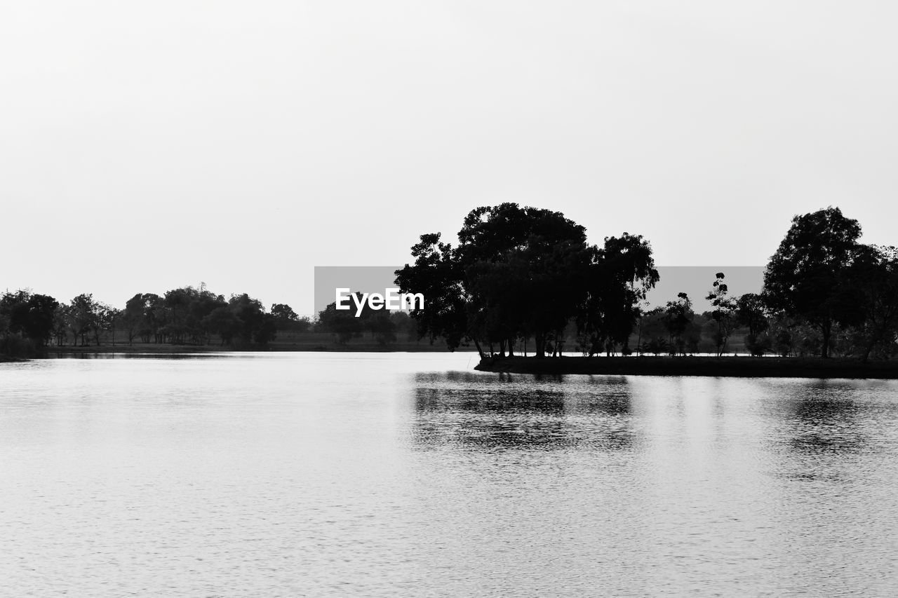 VIEW OF LAKE AGAINST CLEAR SKY