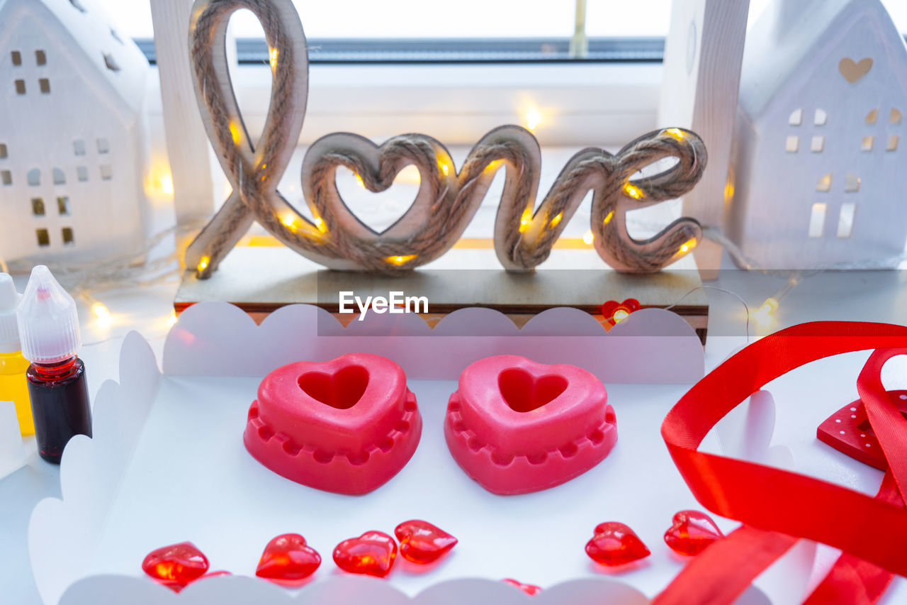 font, heart shape, red, no people, love, sweet food, sweet, celebration, heart, indoors, positive emotion, emotion, valentine's day, food and drink, event