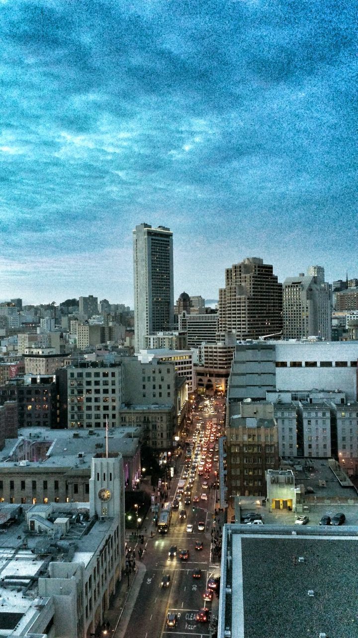 HIGH ANGLE VIEW OF CITY STREET