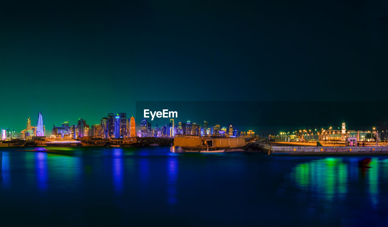 Doha city skyline night view 