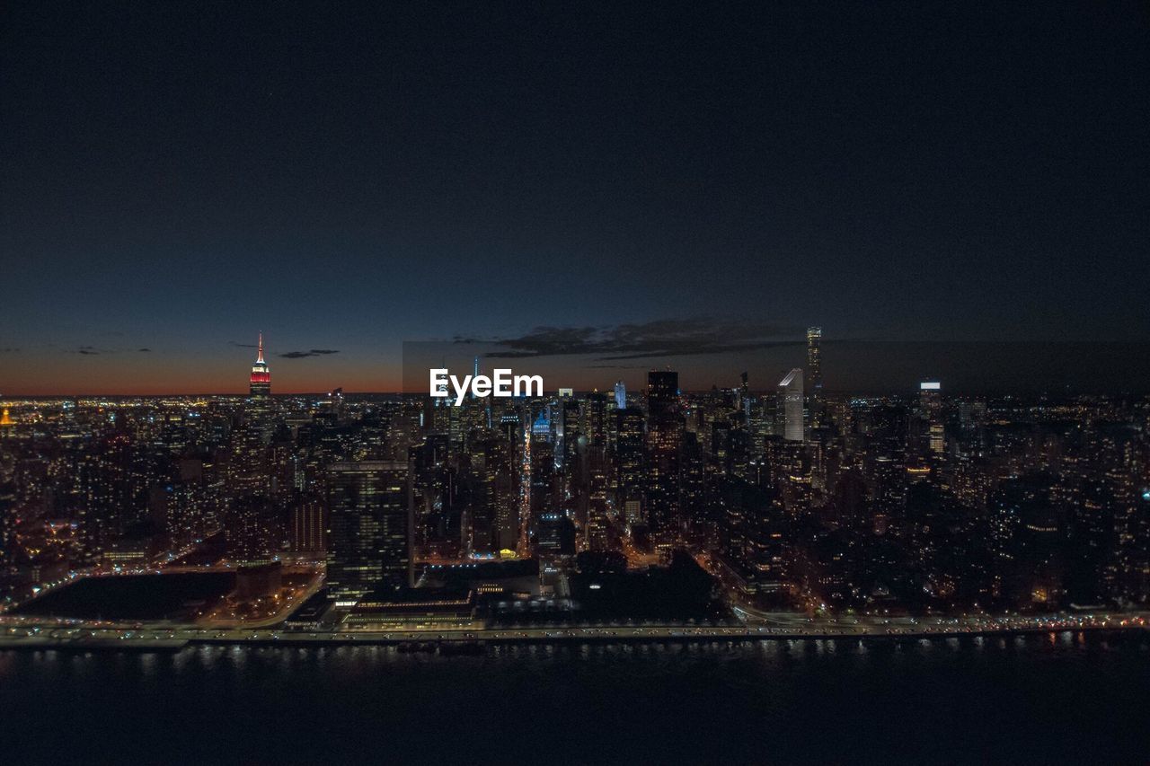 Illuminated city at night