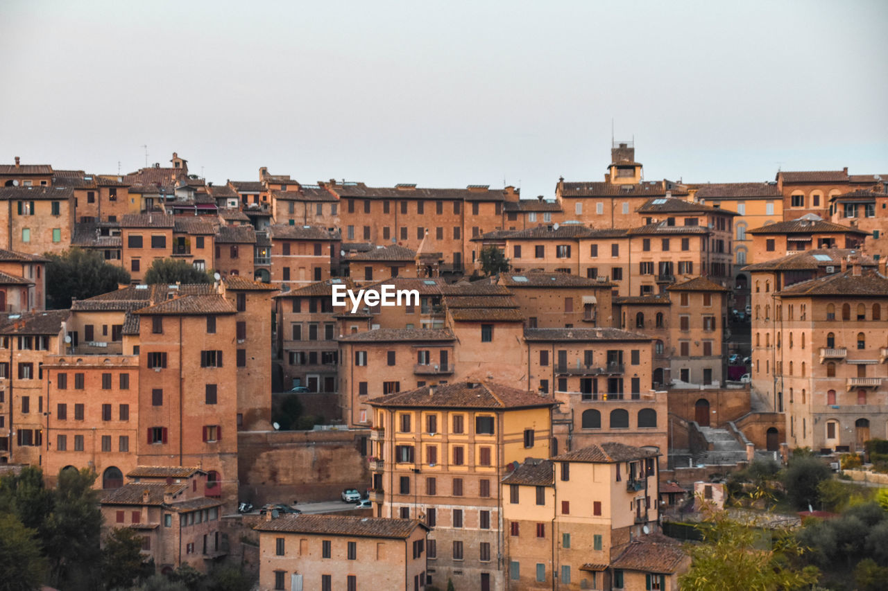 High angle view of buildings in city