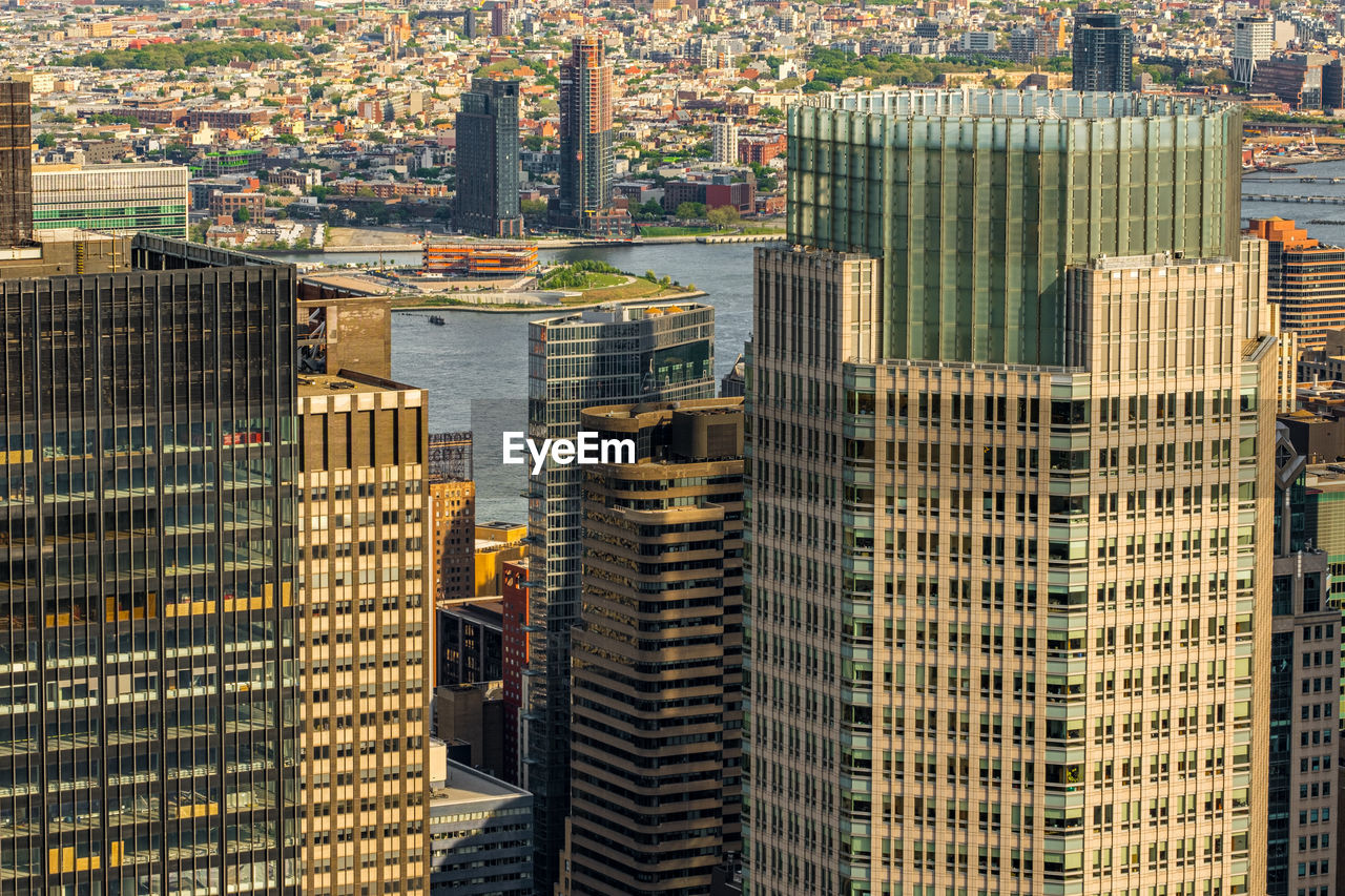 High angle view of buildings in city