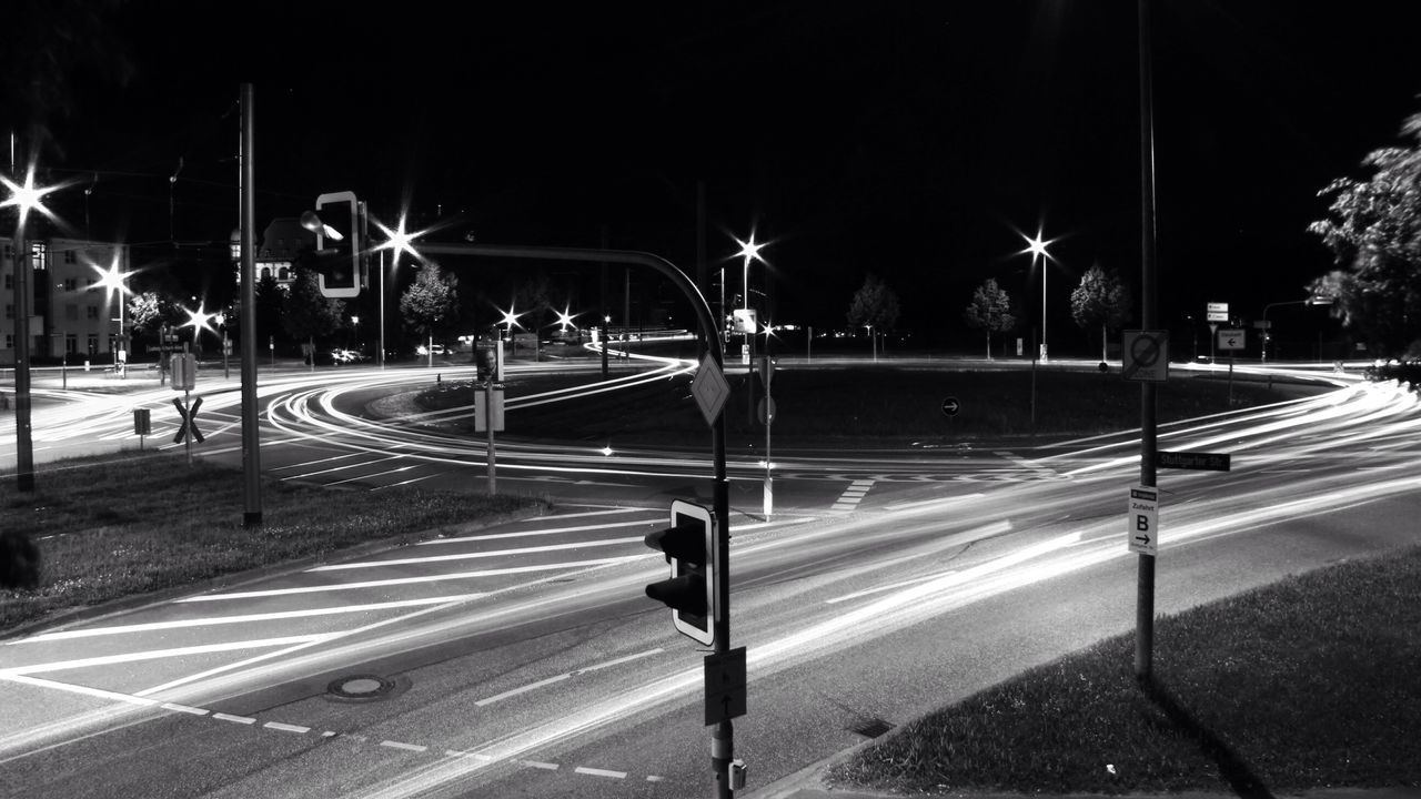 City roundabout by night