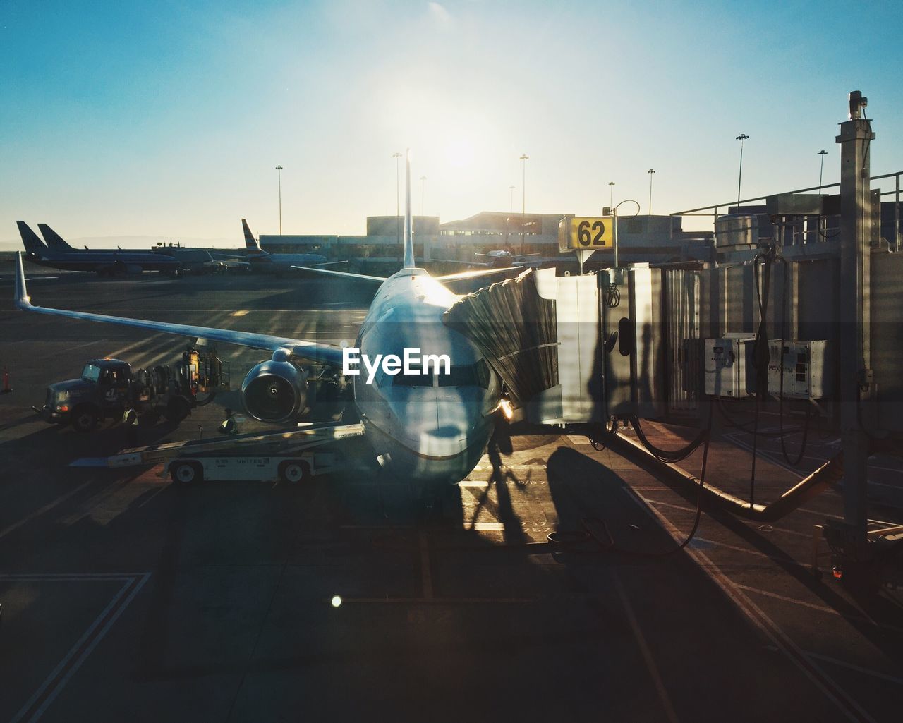 Airplane near the terminal in an airport