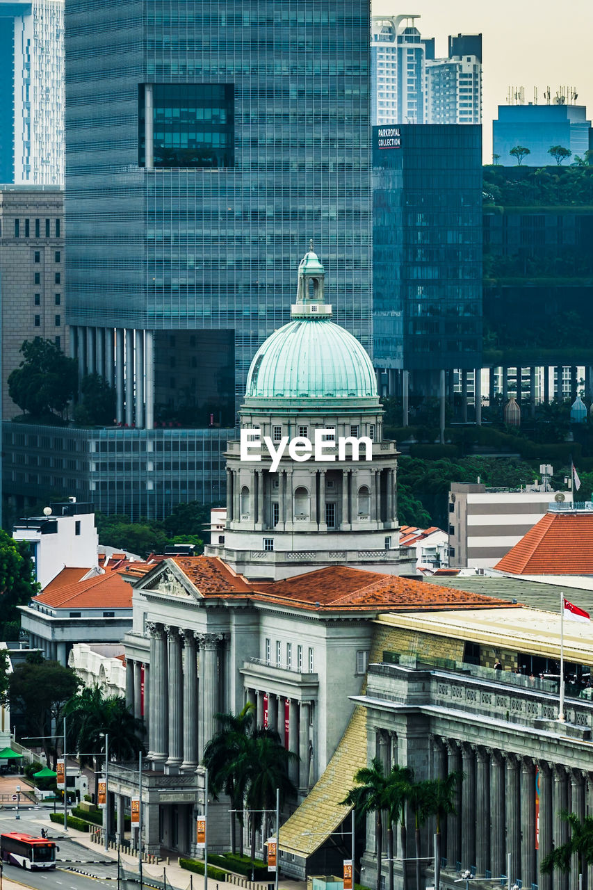 A high-angle view of national gallery in singapore city.