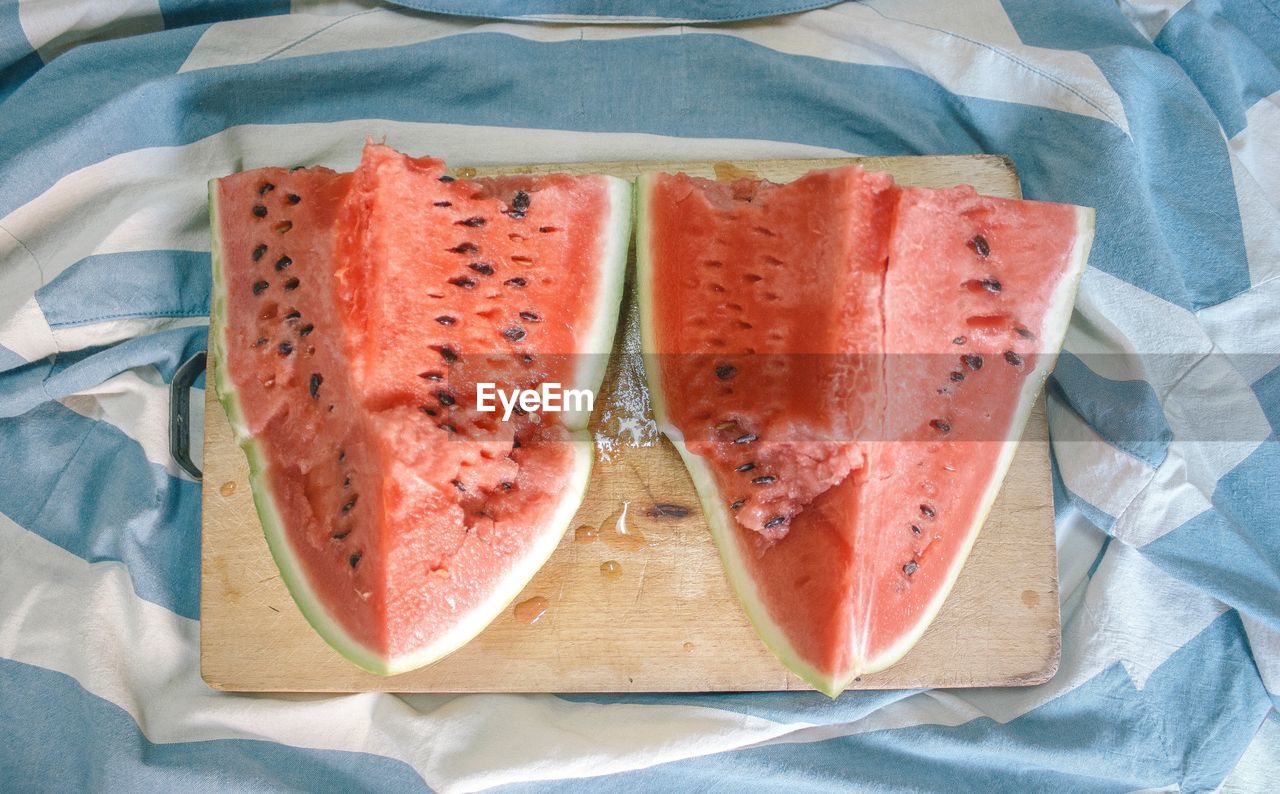 High angle view of watermelon fruits