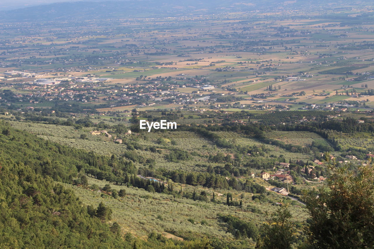 High angle view of rural landscape