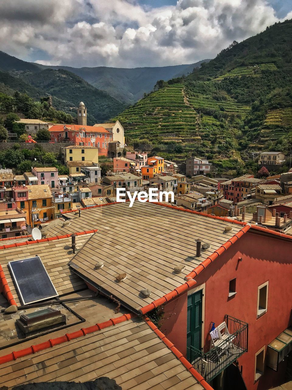 High angle view of townscape against sky