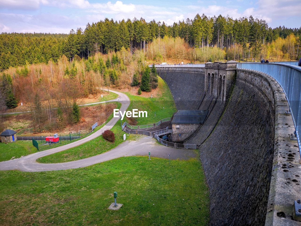 High angle view of dam on landscape