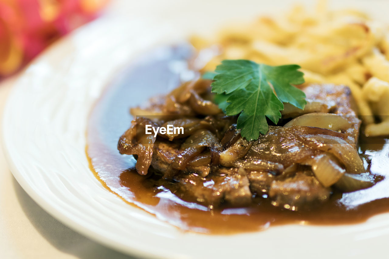 CLOSE-UP OF FOOD IN PLATE