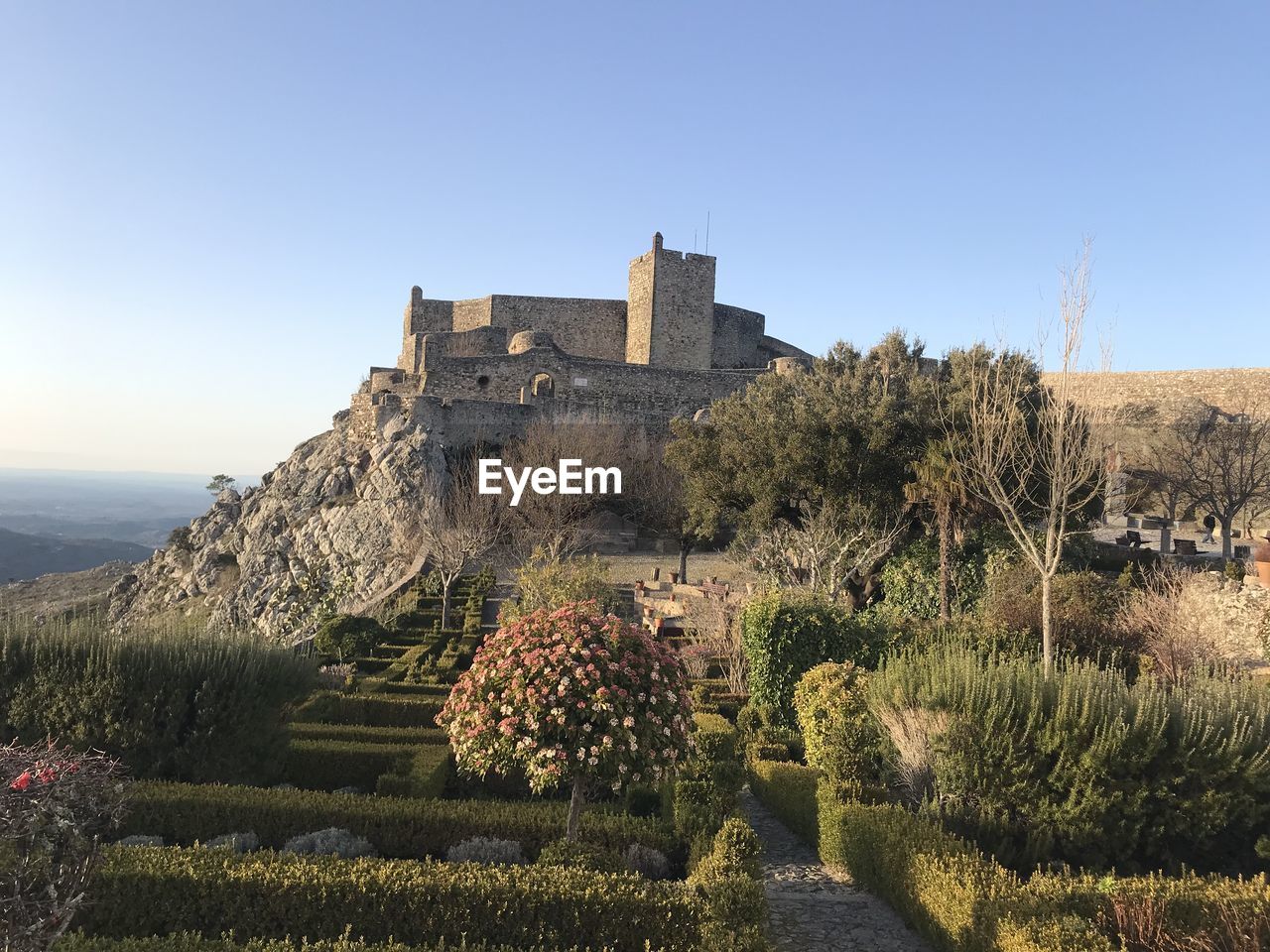 View of old ruins against clear sky