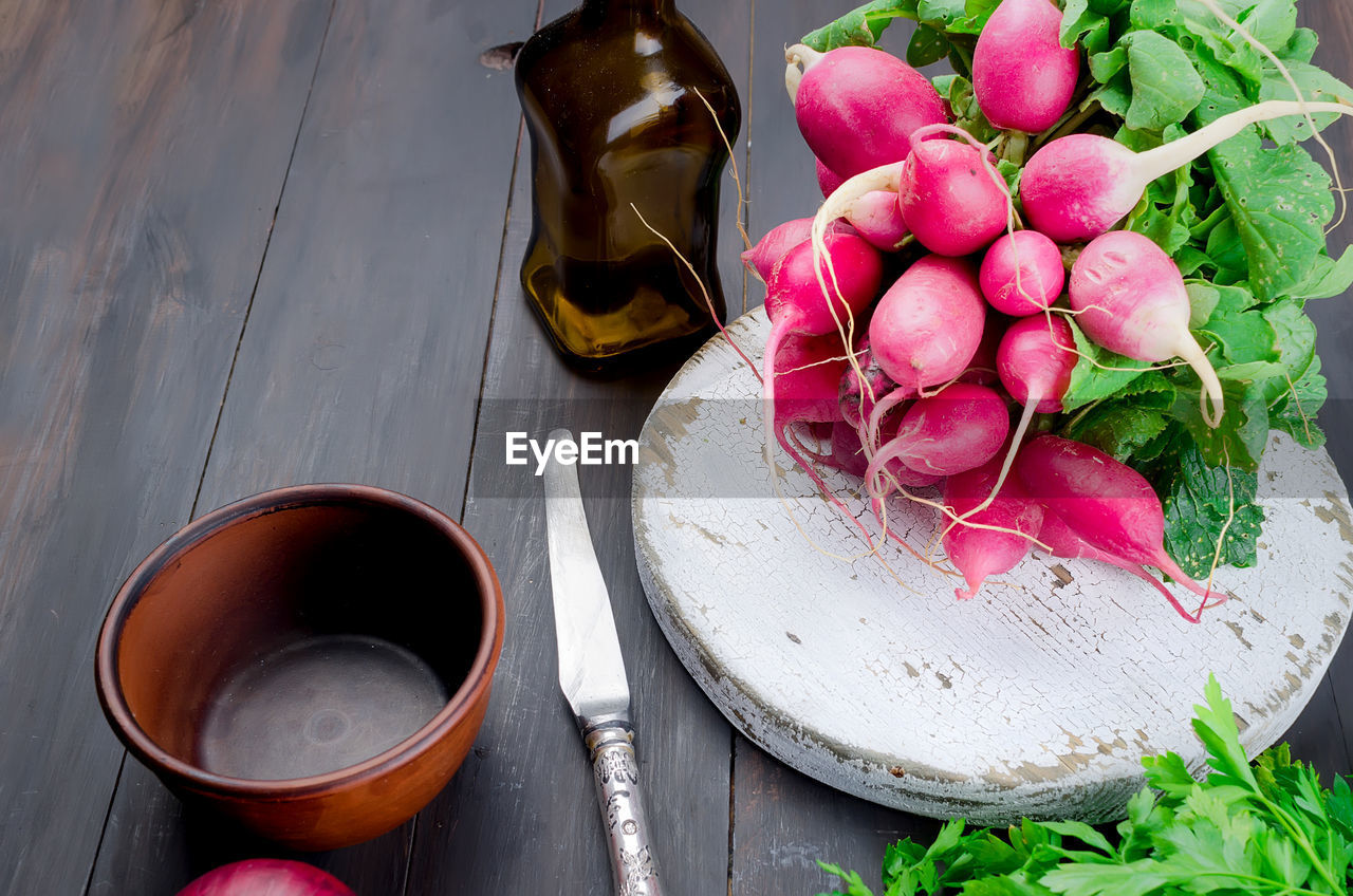 Close-up of radish on table