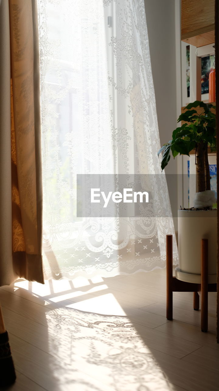 View of table from window at home