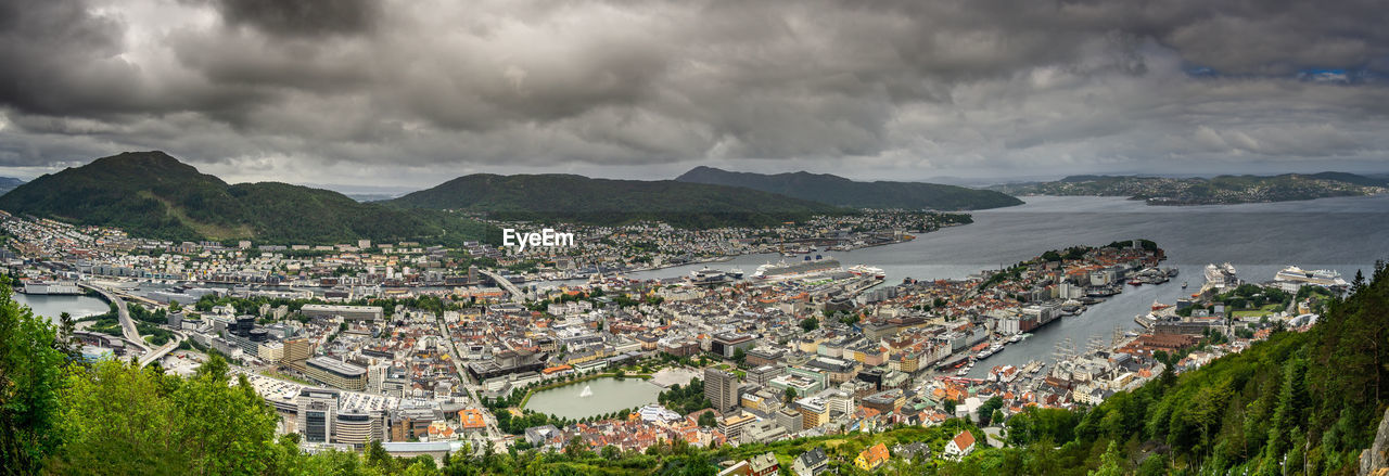 High angle view of townscape against sky