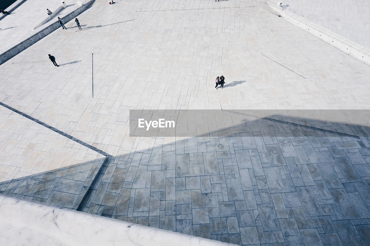 High angle view of people at oslo opera house