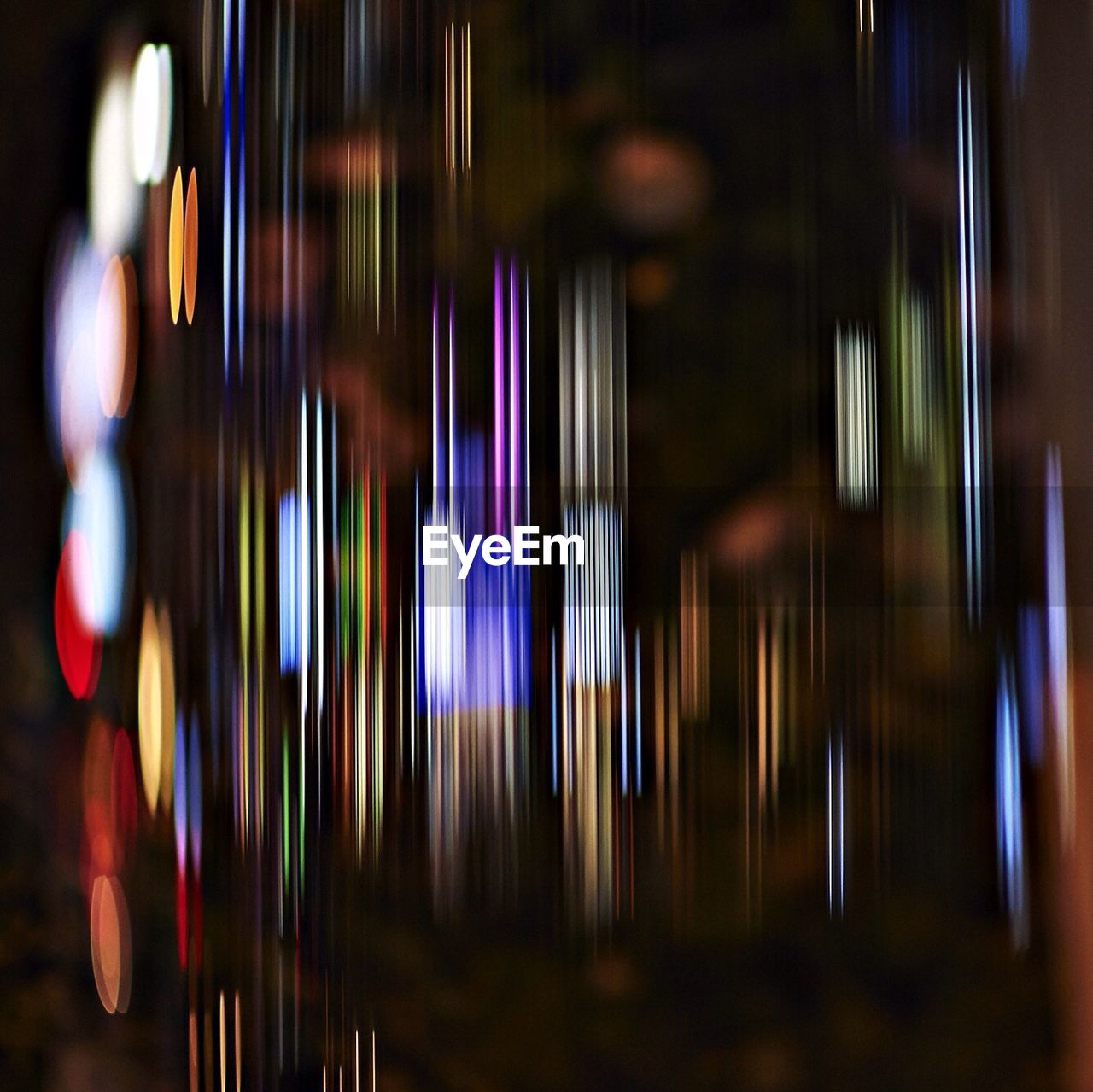 Blurred motion of multi colored lights at night