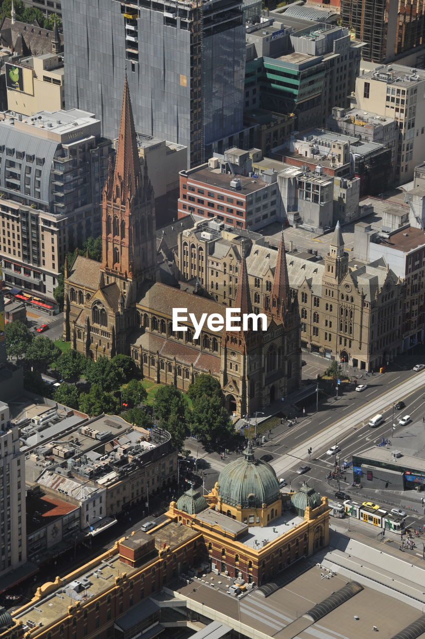 Aerial view of buildings in city