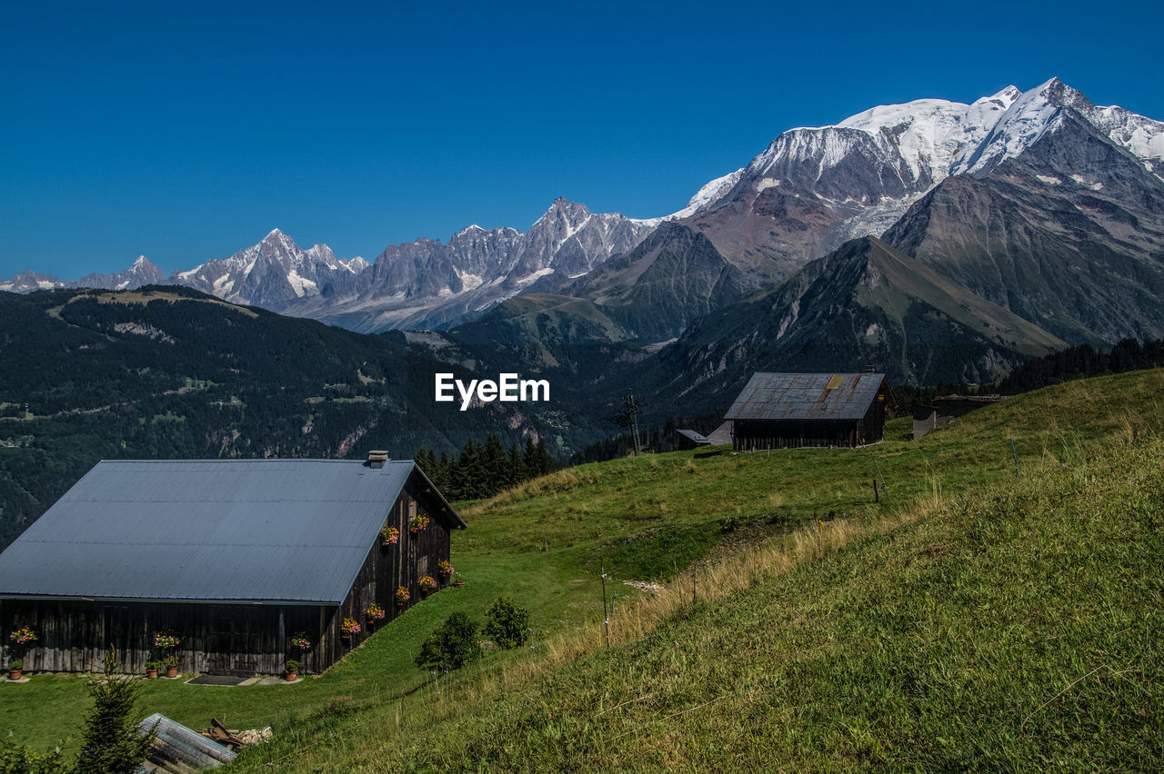 Scenic view of mountains against clear sky