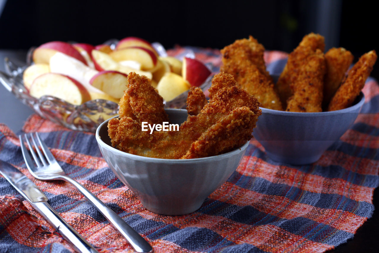 High angle view of food on table