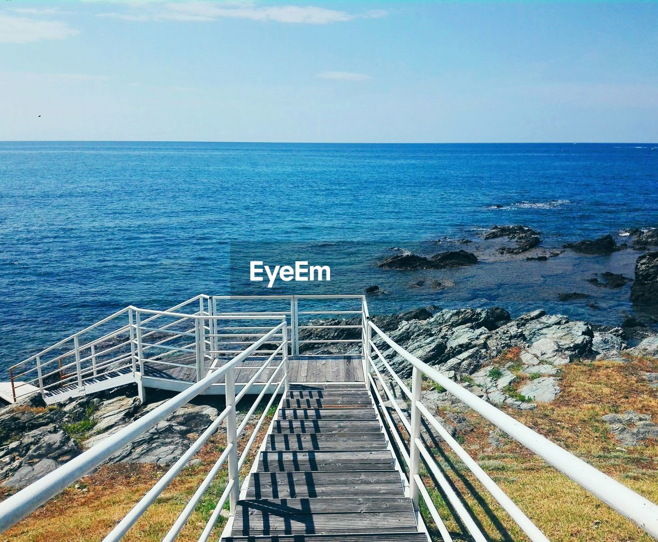 High angle view of sea against sky