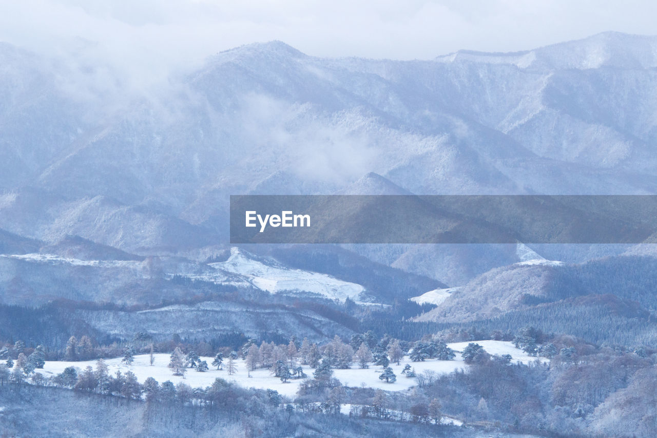 Aerial view of mountains against sky