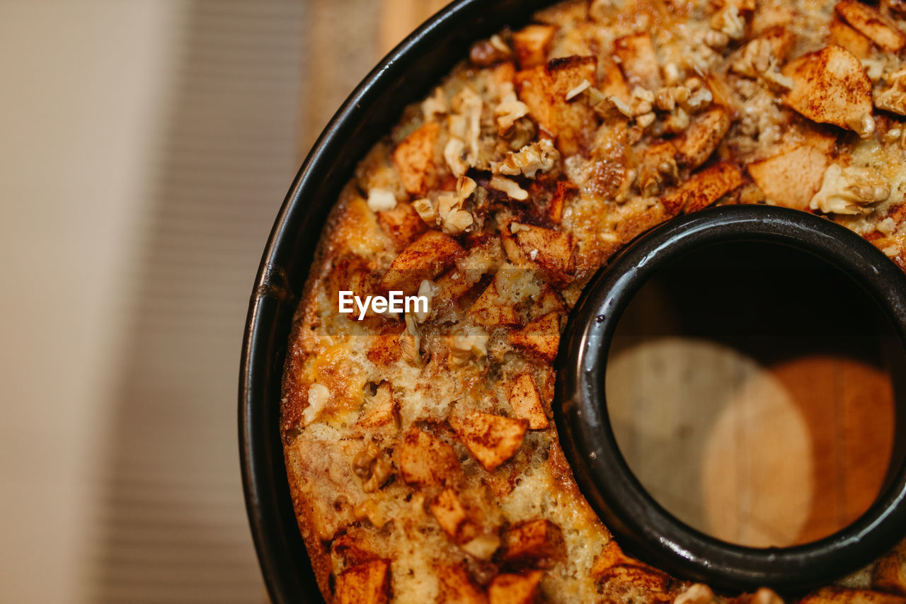 Apple cake on tin