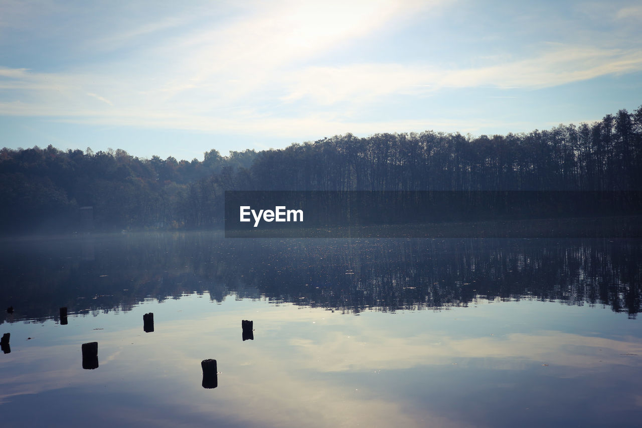 Scenic view of lake against sky