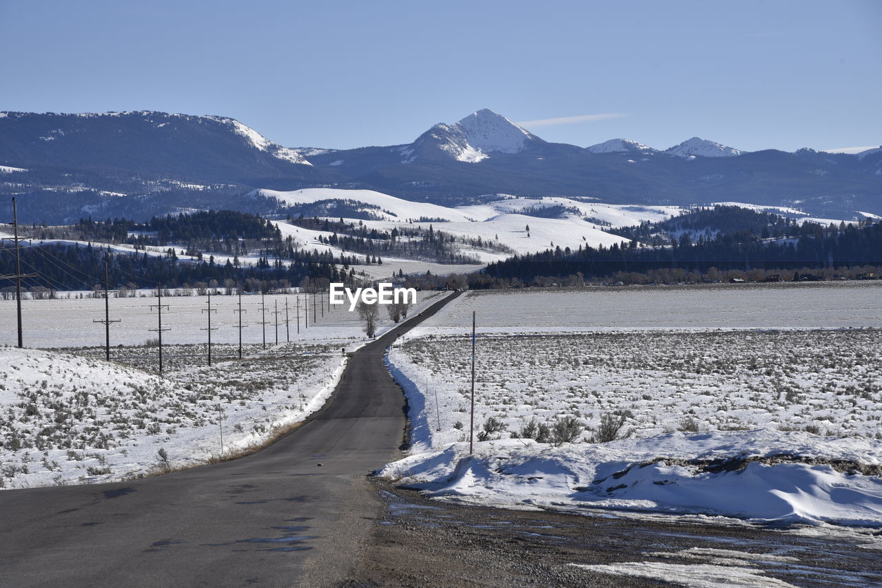 Scenic view of snow covered mountains