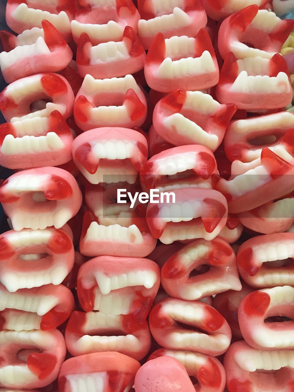 Full frame shot of halloween denture candies