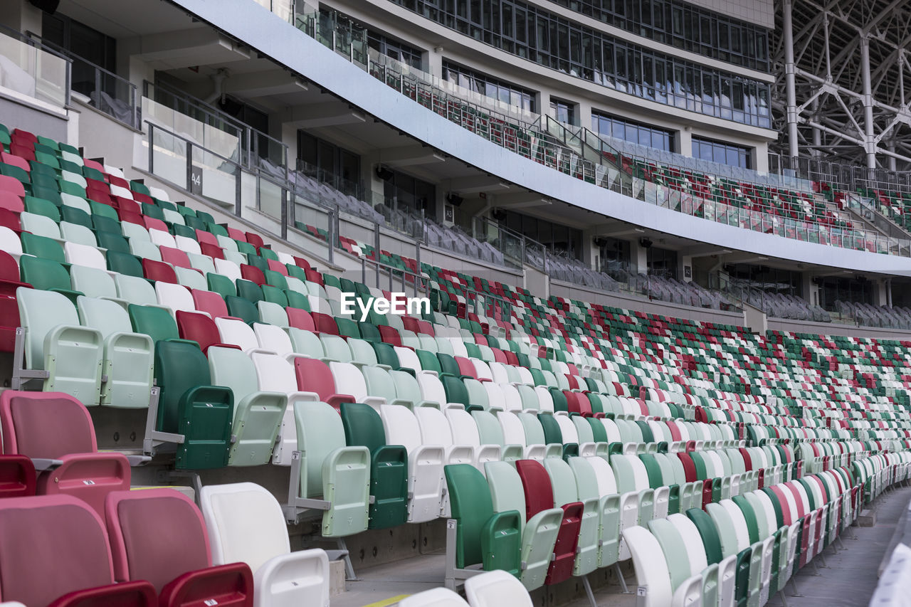 Empty chairs in stadium