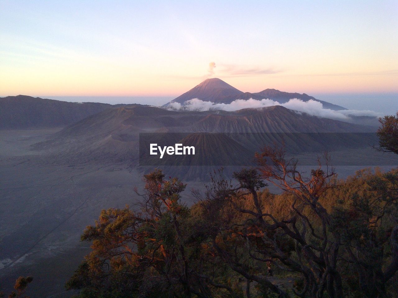 Scenic view of mountains during sunset