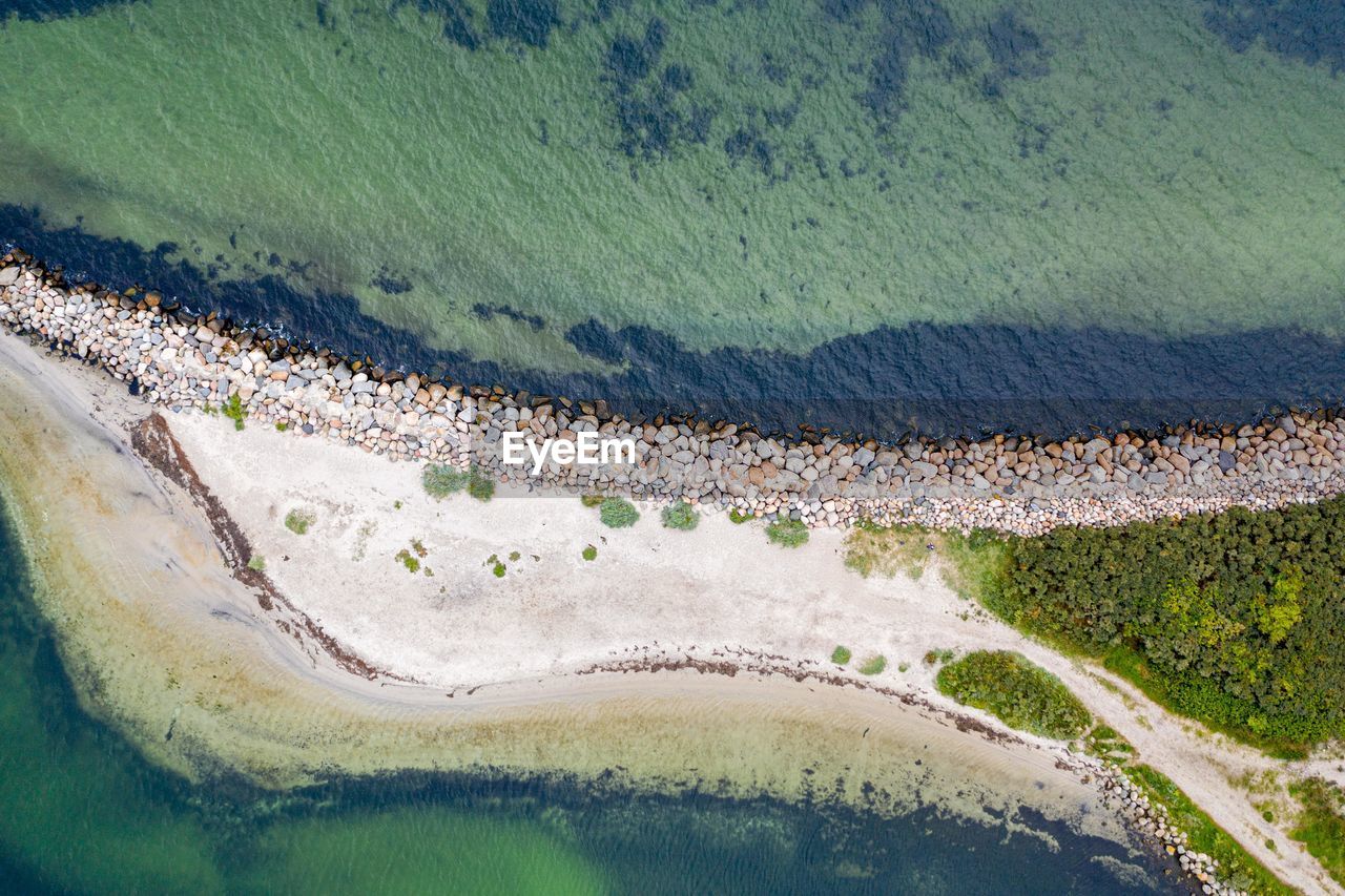 High angle view of land and sea