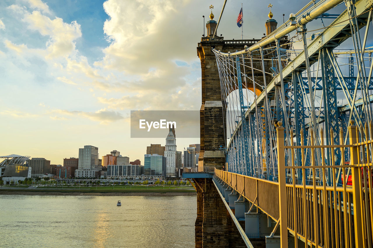 VIEW OF BRIDGE AND BUILDINGS AGAINST SKY