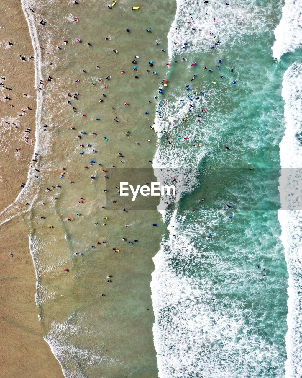 Aerial view of people in sea