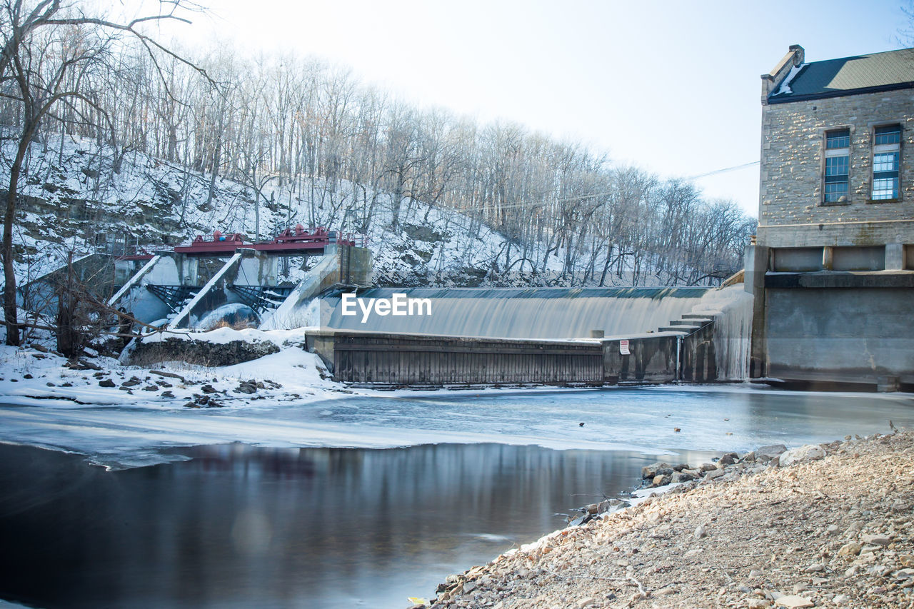 View of dam during winter