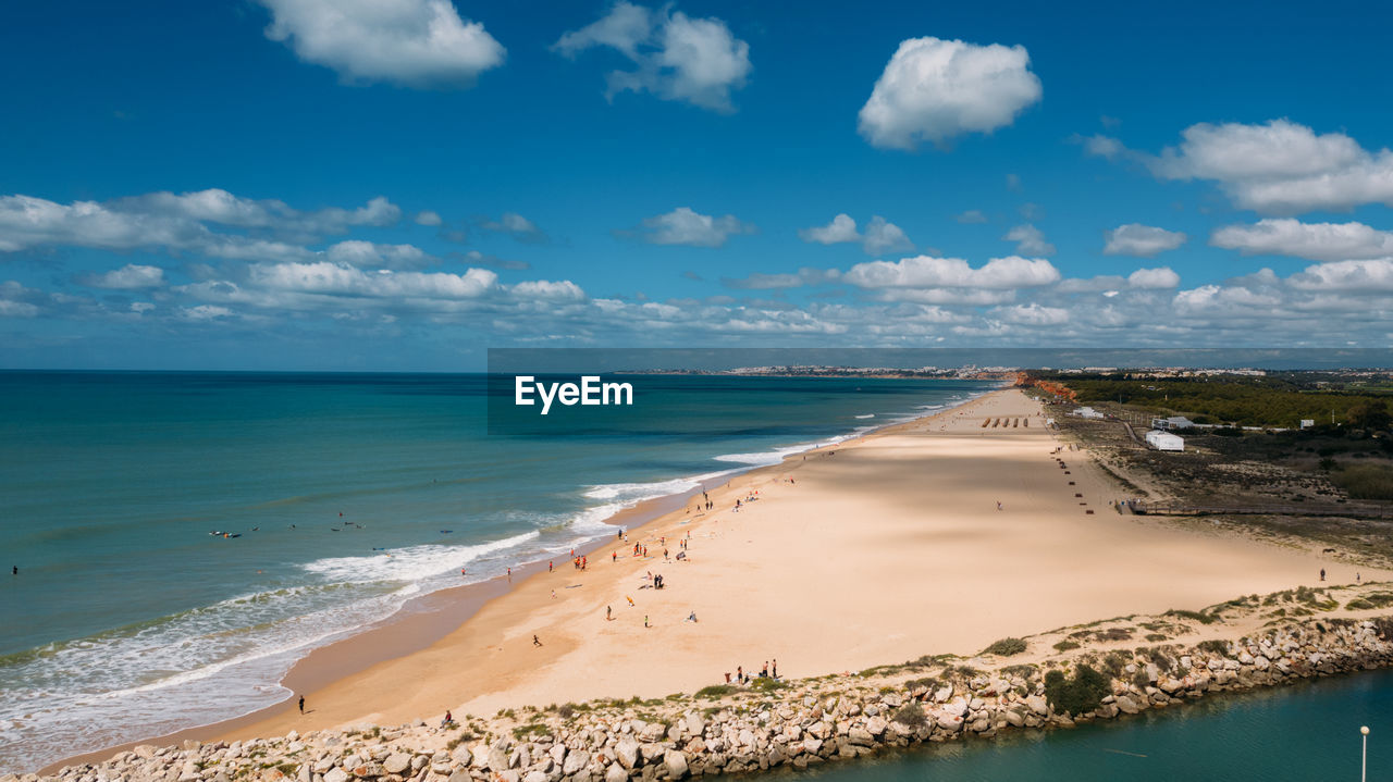 Aerial beach view of vilamoura and praia de falesia, algarve, portugal