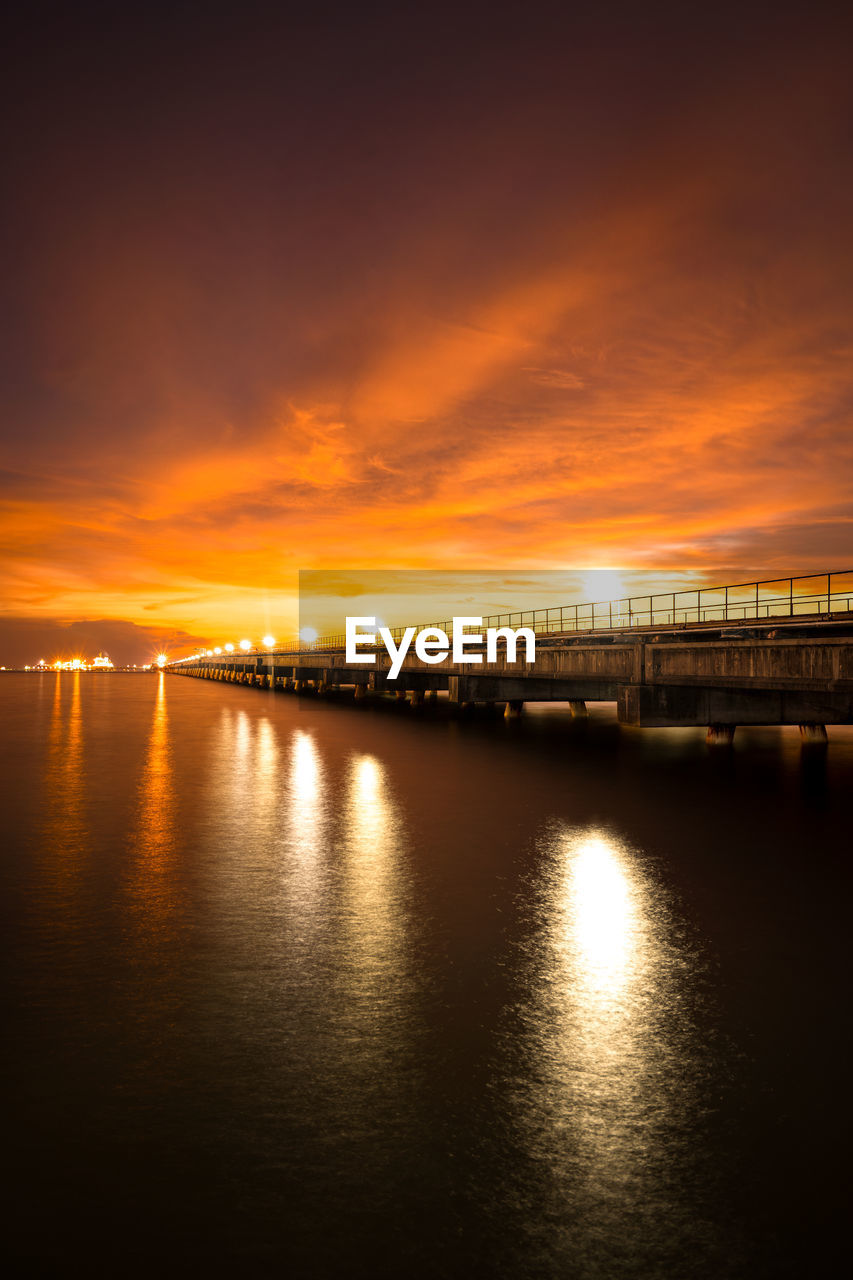 SCENIC VIEW OF RIVER AGAINST SKY AT SUNSET