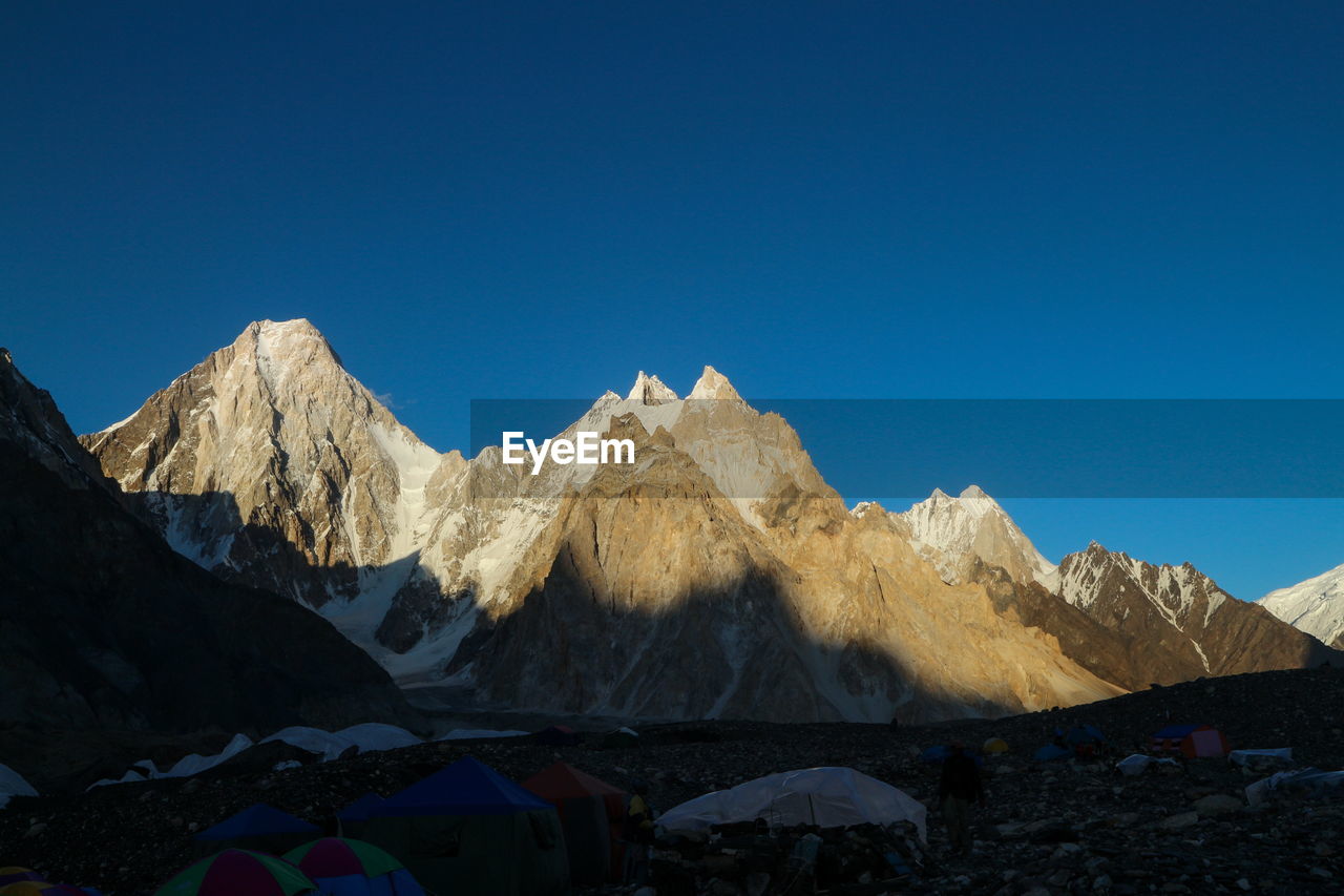 Camping tents at concordia camp, broadpeak mountain, k2 base camp, pakistan